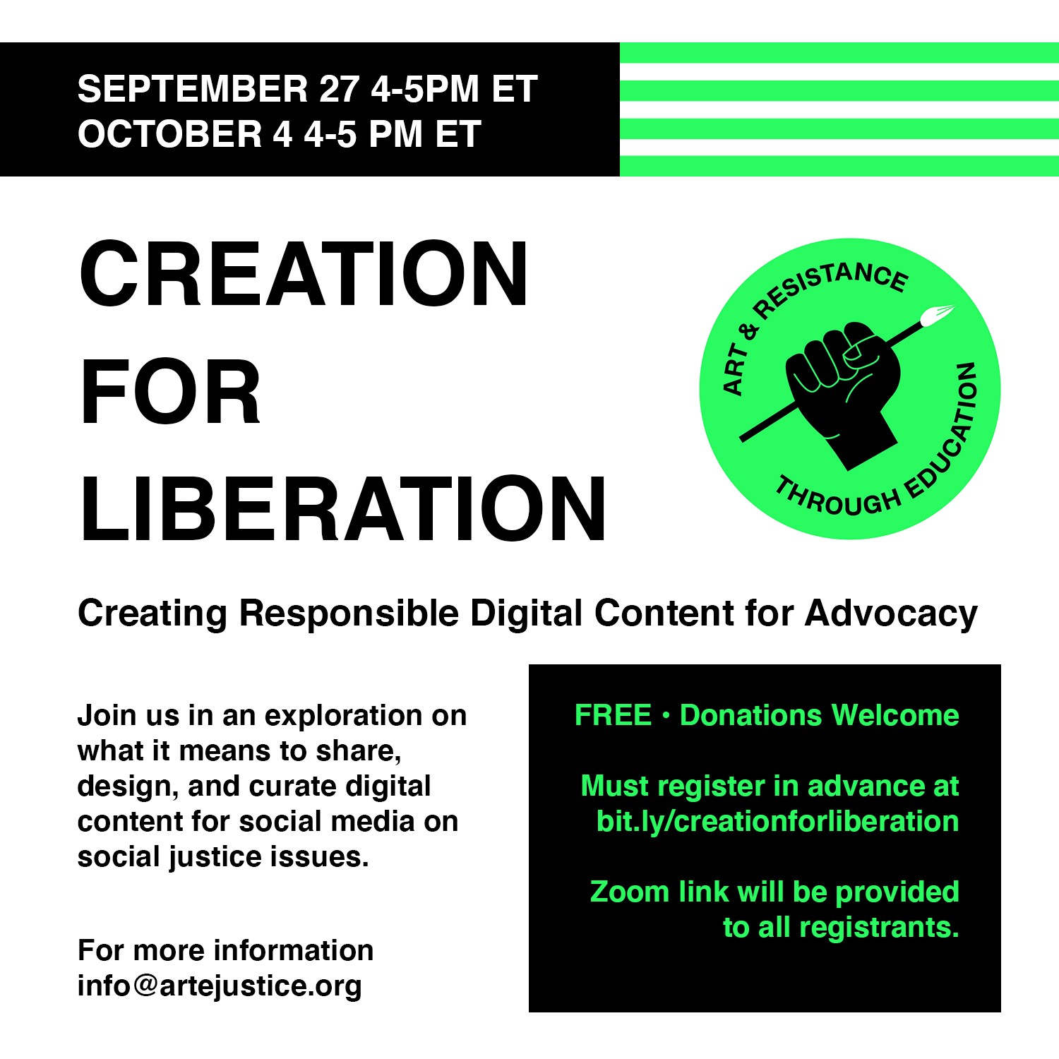 Creation for Liberation Flyer