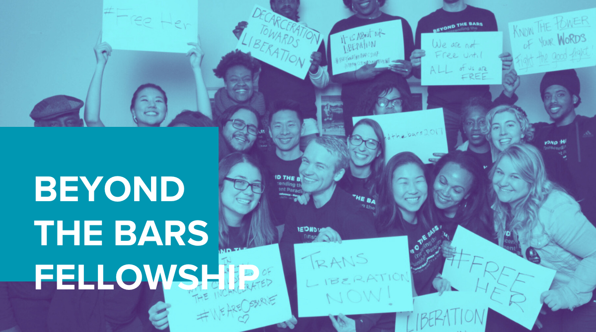 Beyond the Bars fellows group photo with turquoise overlay and text that says "Beyond the Bars Fellowship"