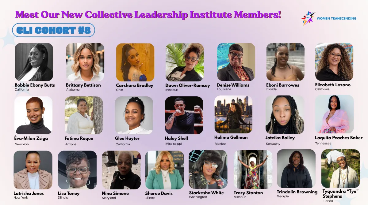 Meet Our New Collective Leadership Institute Members! CLI Cohort #8. With headshots of 22 women and their names and states 