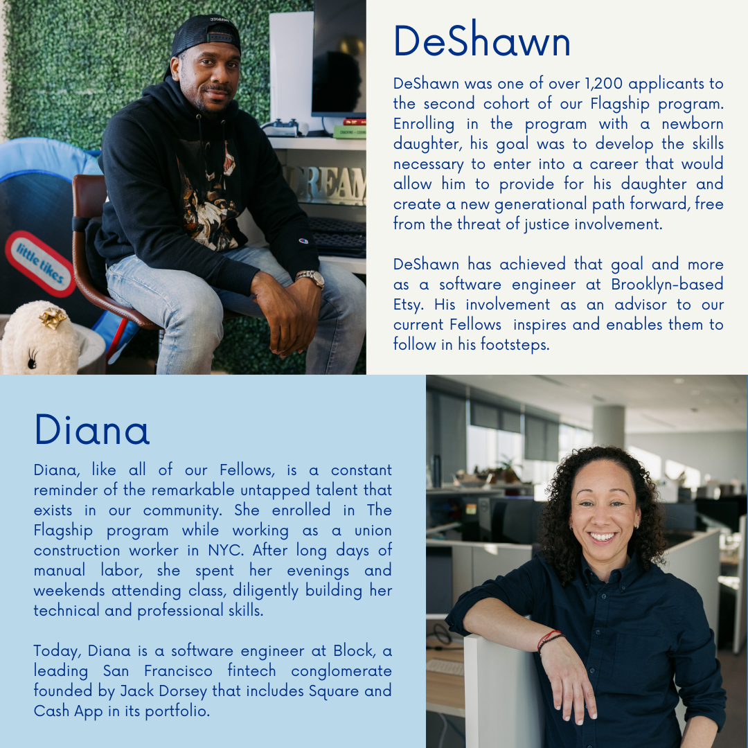 Photos of DeShawn and Diana with their stores in text next to them