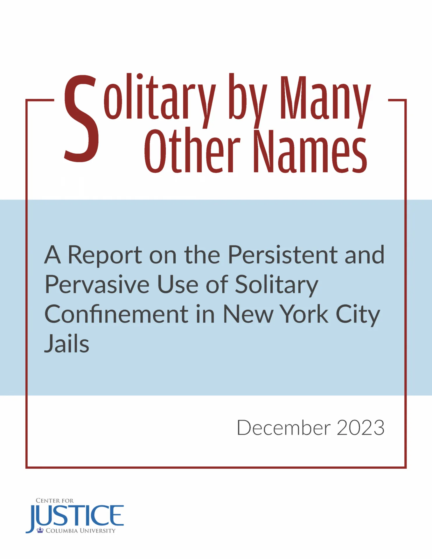 Solitary By Many Other Names: A Report on the Persistent and Pervasive Use of Solitary Confinement in New York City Jails 