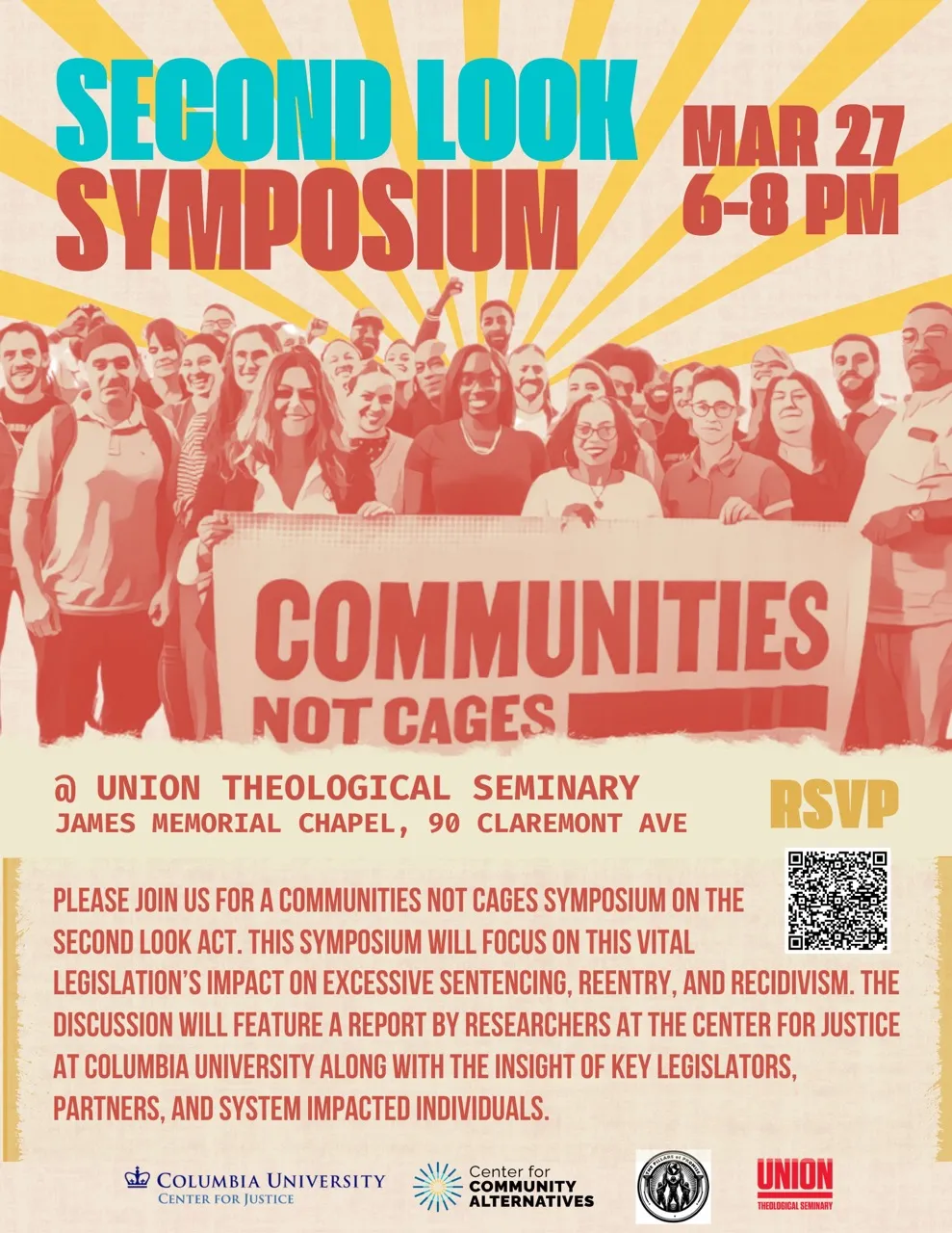 A vibrant poster for the Second Look Symposium, featuring engaging graphics and details about the event.