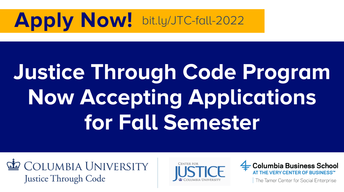 Apply Now for Justice Through Code Program