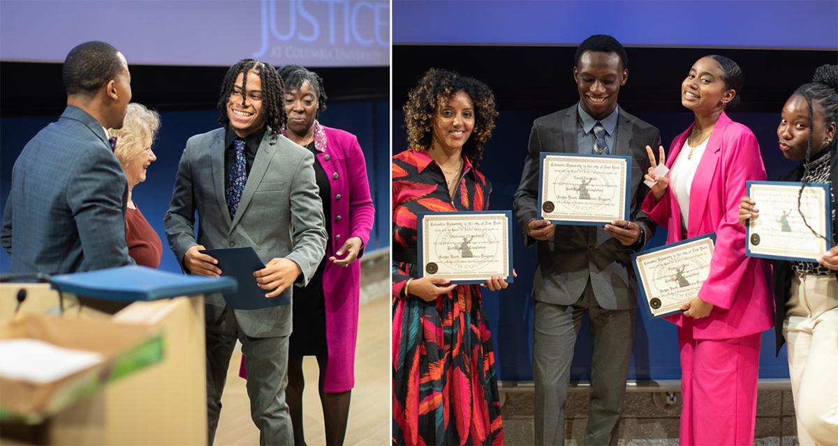 Two photos of JAYC graduates receiving their certificates 