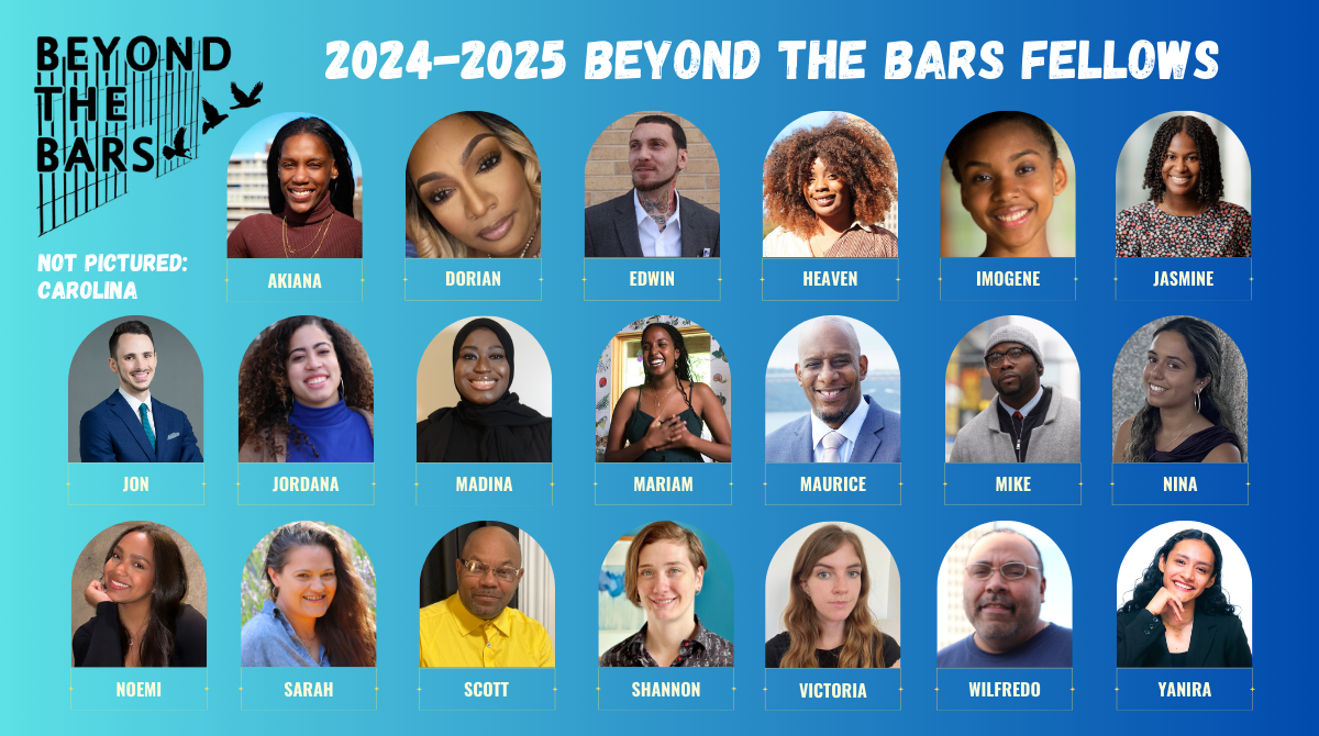 2024–2025 Beyond the Bars Fellows with headshots of 21 people