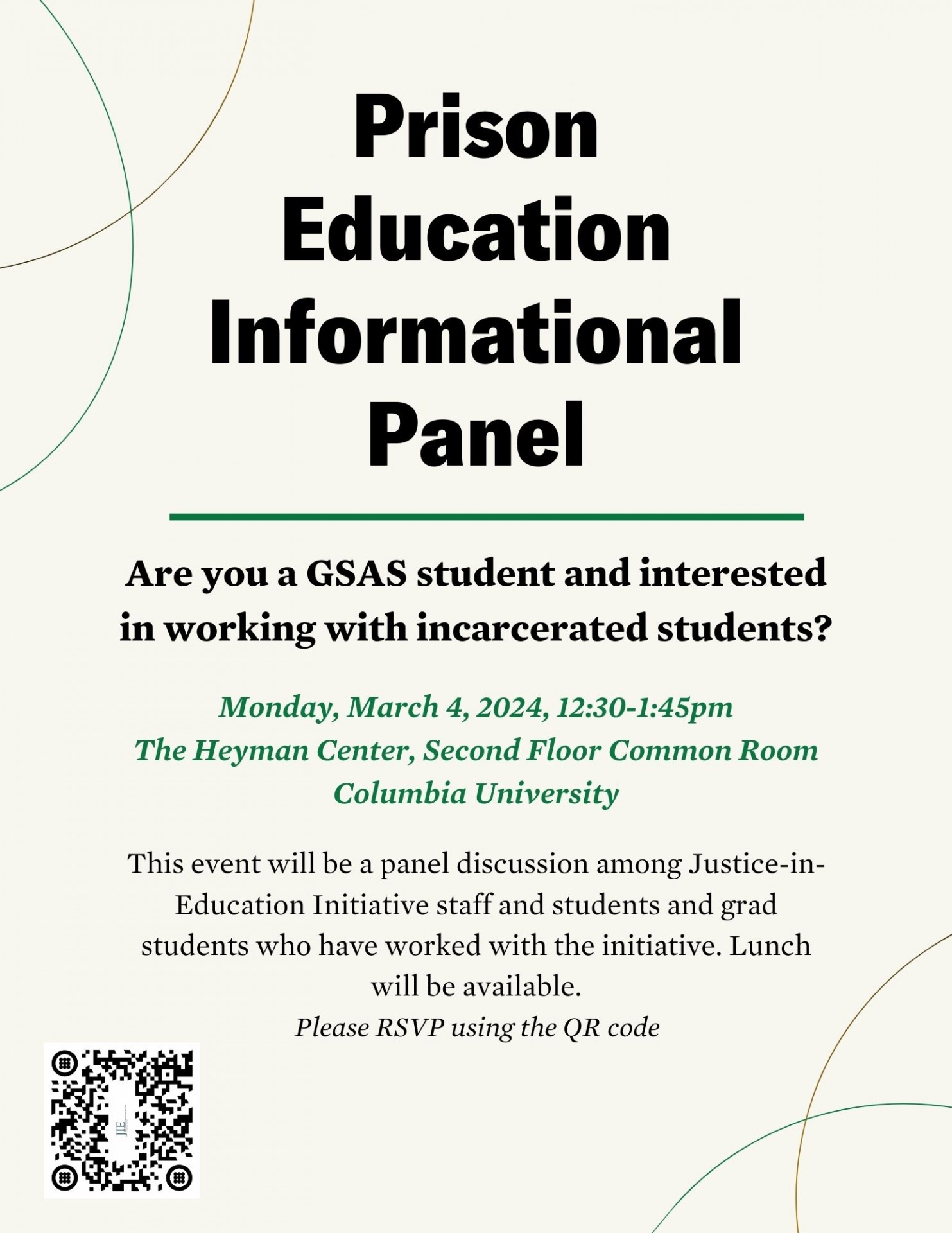 Prison Education Informational Panel: Are you a GSAS student and interested in working with incarcerated students? 